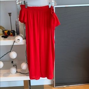 Bershka Red Off the Shoulder Dress